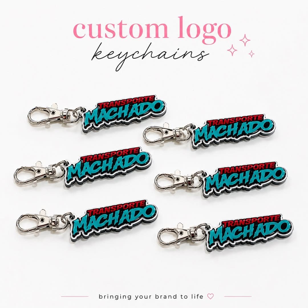 3D-printed logo keychains made for Transporte Machado