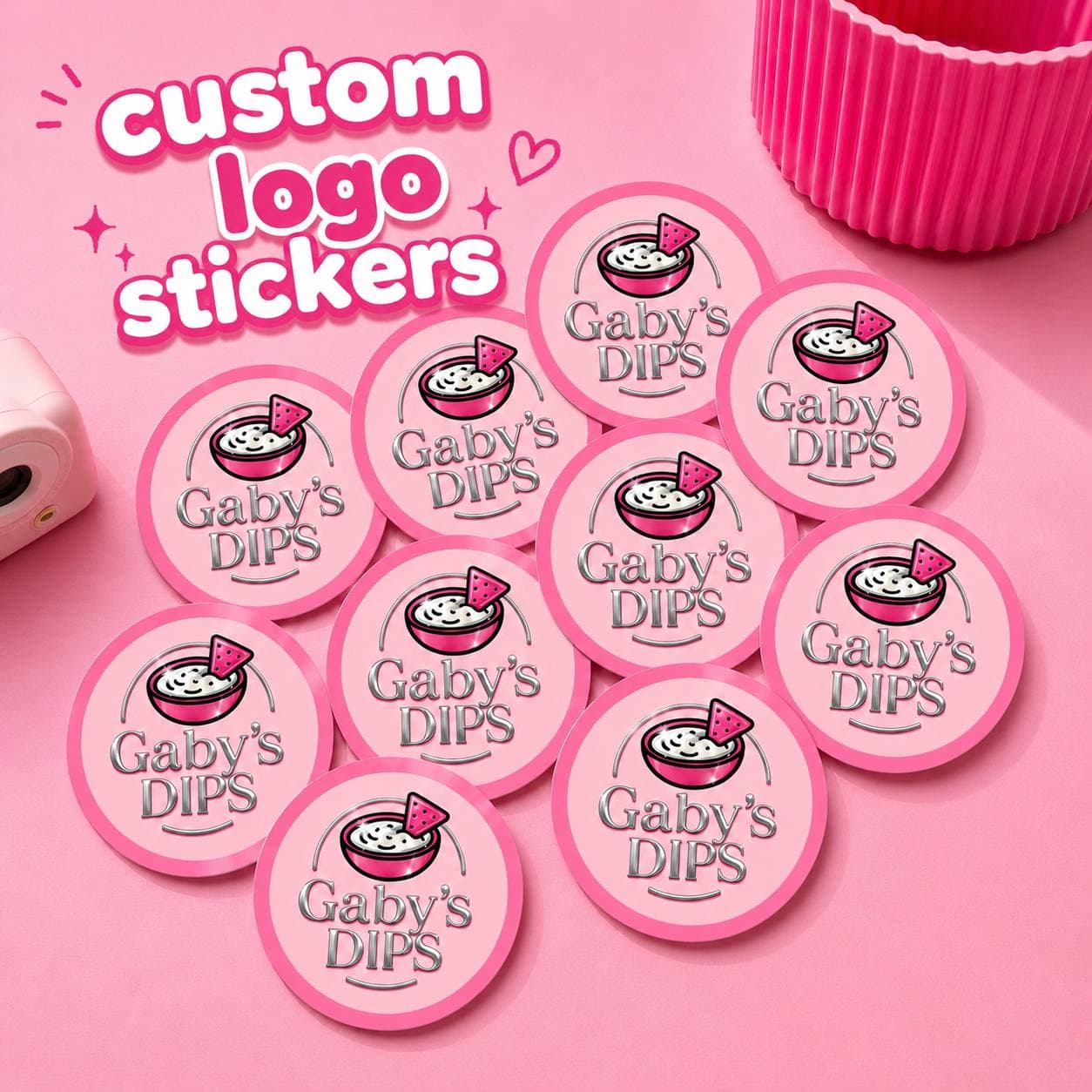 Custom logo stickers made for a small business